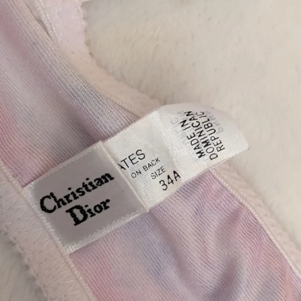 {VTG} Christian Dior | Watercolor Unlined Plunge Front Closure Underwire Bra 34A - Picture 11 of 15